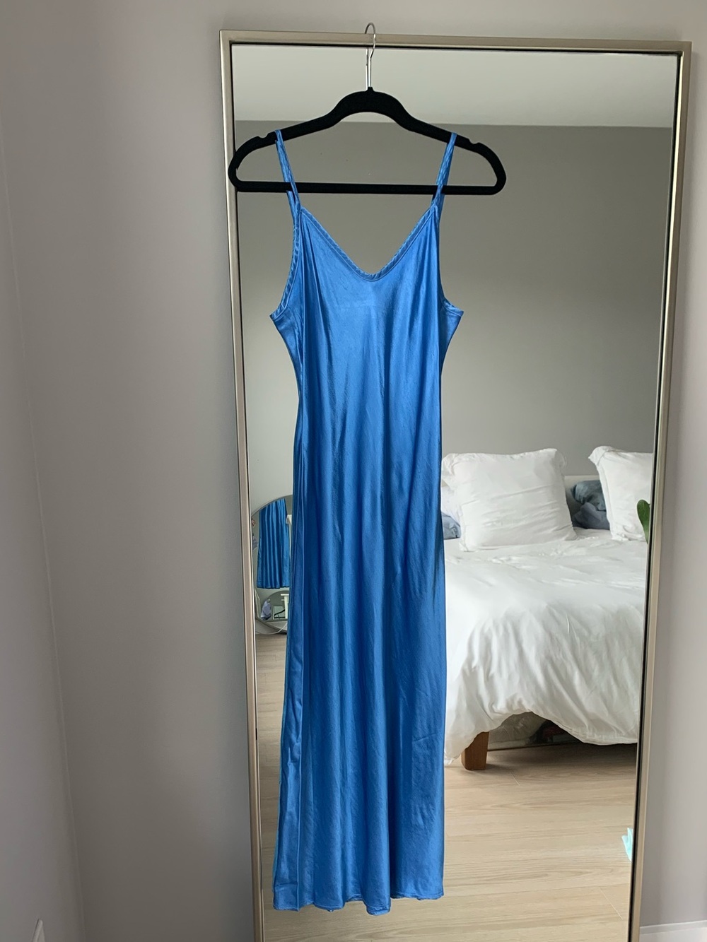 Enza Costa Bias Cut Bright Blue Midi Slip Dress NWOT Size Medium - Picture 2 of 5